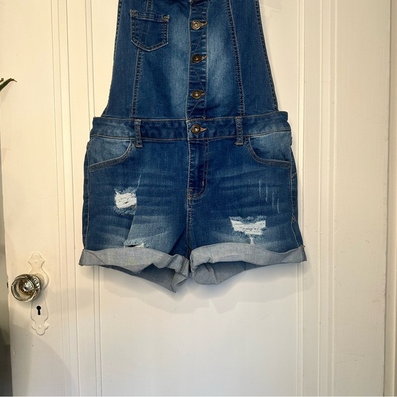 BASIC DENIM WAX JEANS BUCKLES OVERALLS BLUE SIZE WITH POCKETS - Picture 2 of 13
